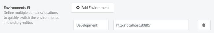 Screenshot of adding a new environment in Storyblok.