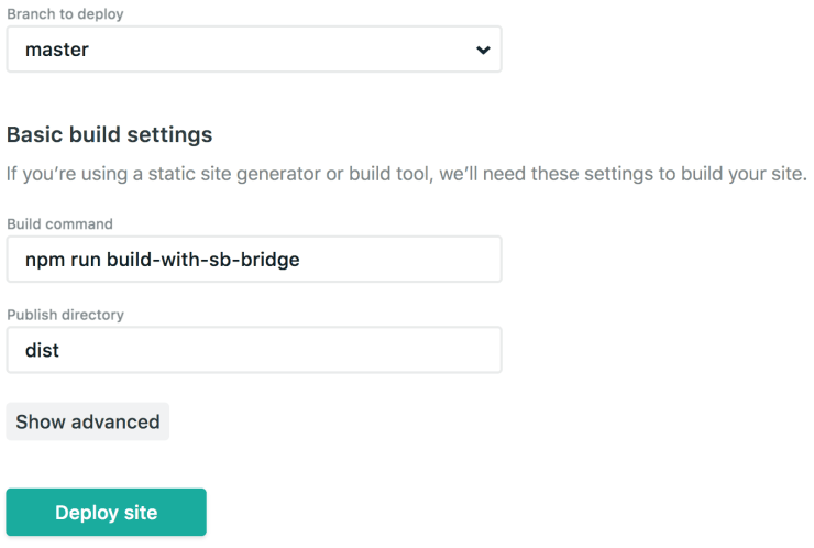 Screenshot of the Netlify UI for deployment settings.