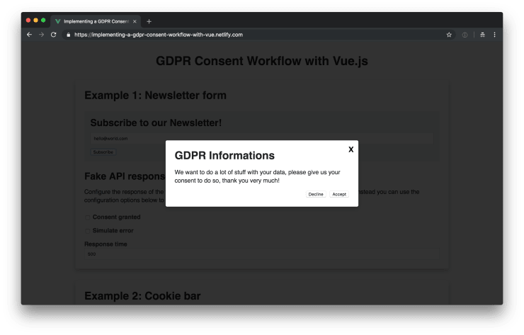 GDPR modal form