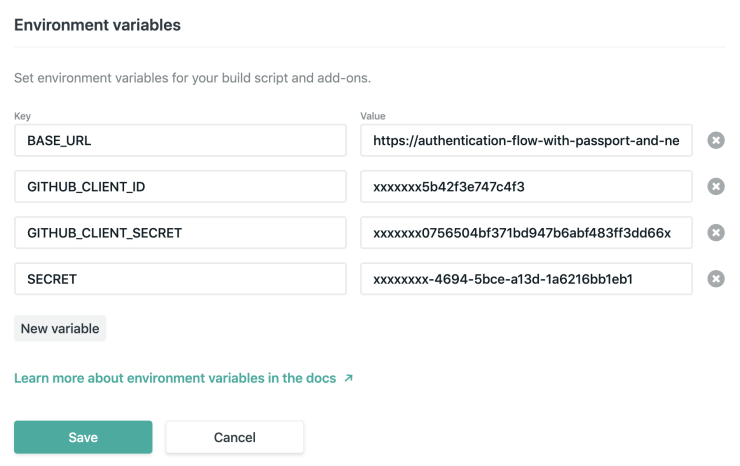 Netlify environment variables.