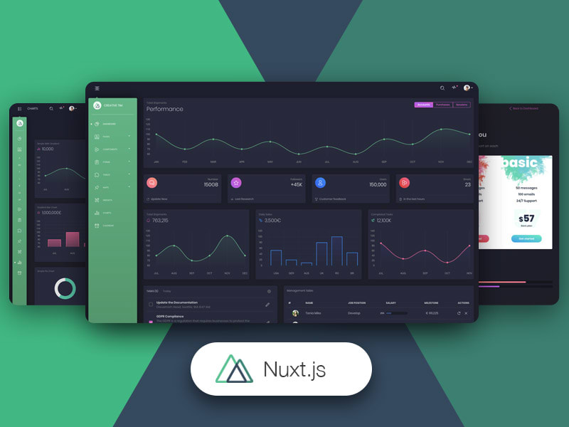 Preview of Nuxt Black Dashboard PRO template.