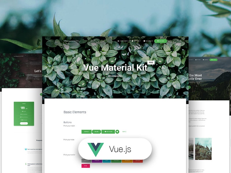 Preview of Vue Material Kit PRO template.